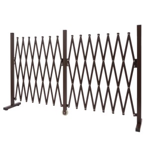 Braunes PROREGAL Alu Absperrgitter, ausziehbar bis 400cm, mit Rollen und verstellbaren Füßen.