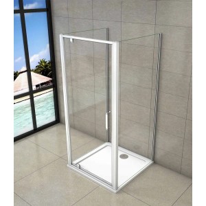 U-Duschkabine 100x80x80cm mit Klarglas und mattgrauem Rahmen, ohne Duschtasse.
