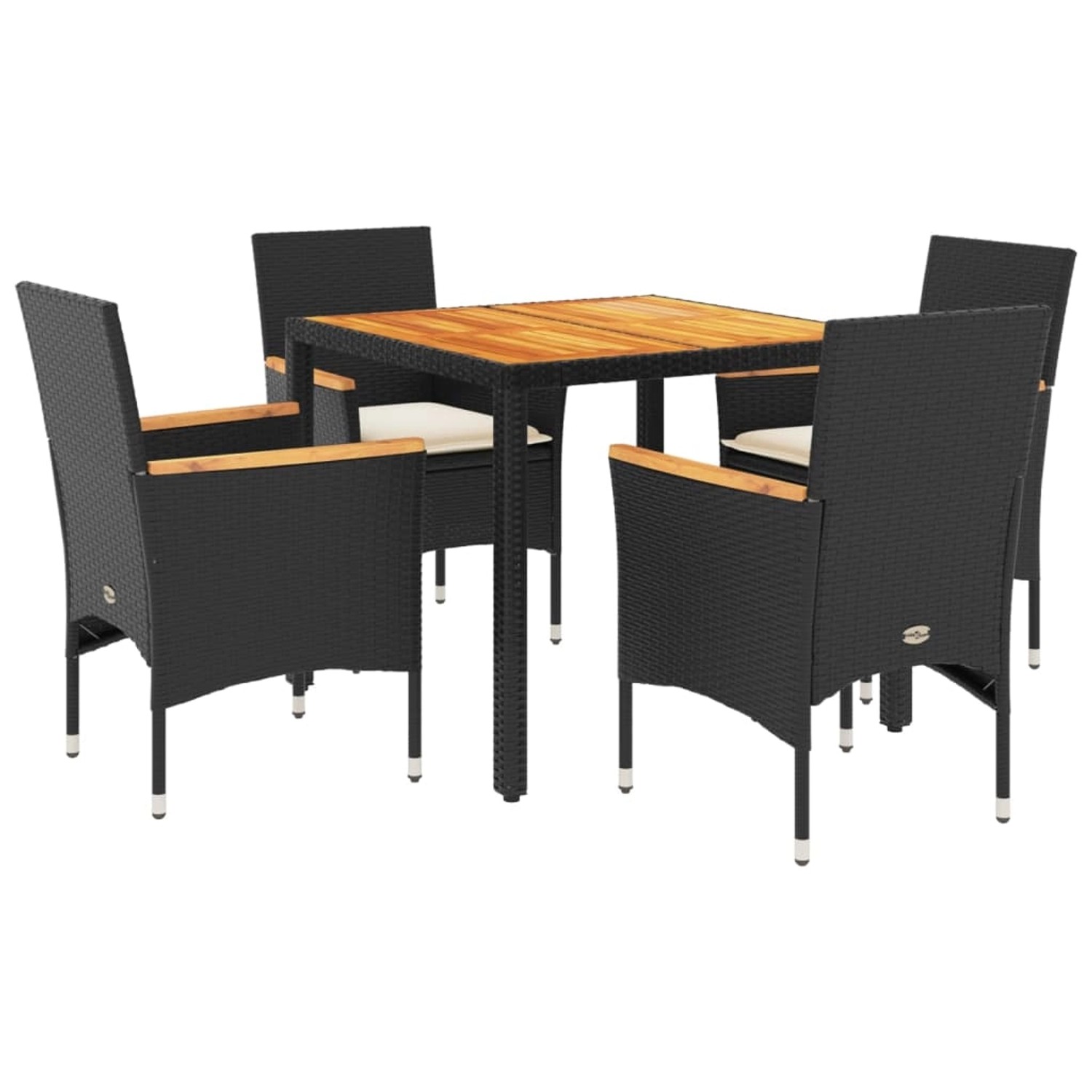 vidaXL 5-Tlg Garten-Essgruppe mit Kissen Schwarz Poly Rattan Akazie 3278628 günstig online kaufen