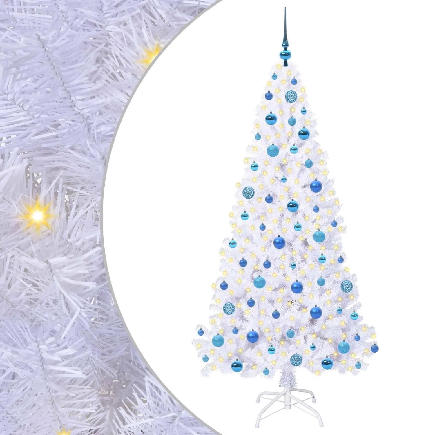 vidaXL Künstlicher Weihnachtsbaum Weiß 180 cm PVC und Stahl 3426774