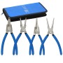 CCLIFE Sprengringzangen Set 4tlg, 150mm, mit geraden und gebogenen Spitzen für Innen- & Außensicherungen, blaue Griffe, im Etui.