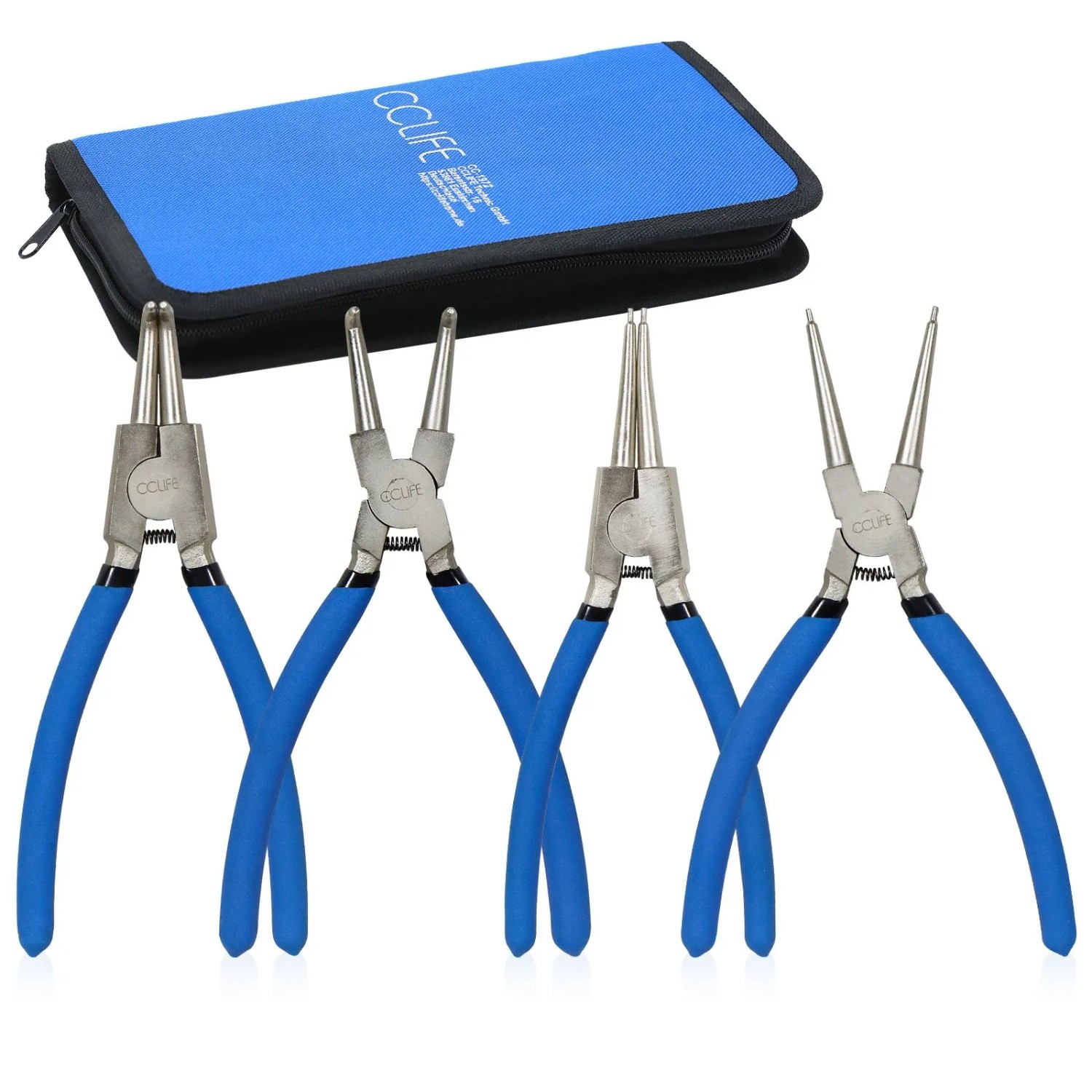 CCLIFE Sprengringzangen Seegeringzange Set 4tlg 150mm Zange für Sicherungsring Innen Außen