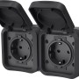 AquaPro 2-fach Steckdose für Außen, Aufputz, IP55, Anthrazit.