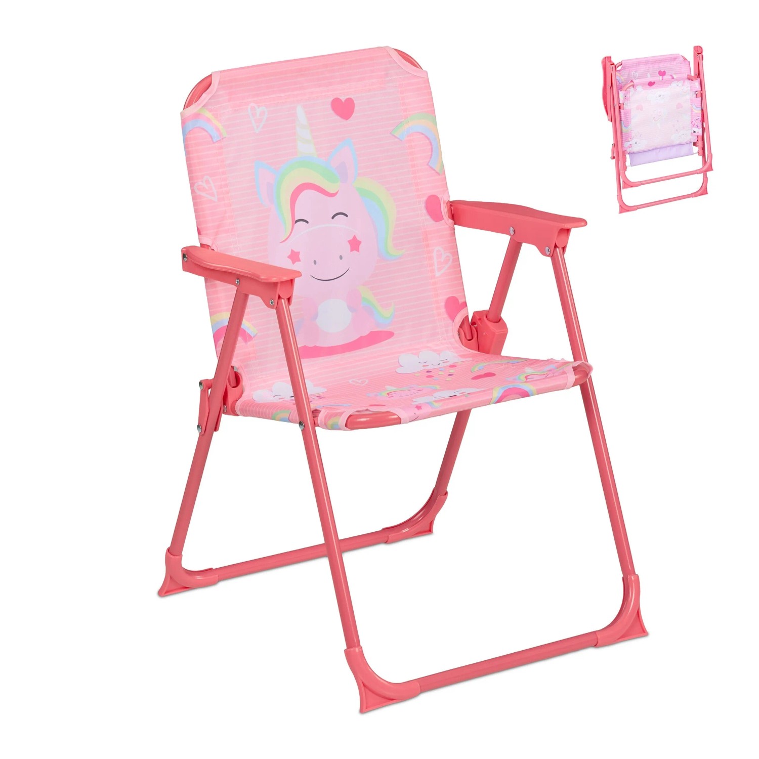 Relaxdays Kinder Klappstuhl Polyester Eisen Bunt Einhorn Klappbar Rutschfest 51,5 cm x 36 cm x 37,5 cm 0,9 kg