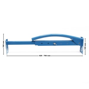 Blaue, verstellbare Wiltec Ziegelzange aus Stahl mit Griff und Greifbacken, 425-700mm. Für Steinheber.