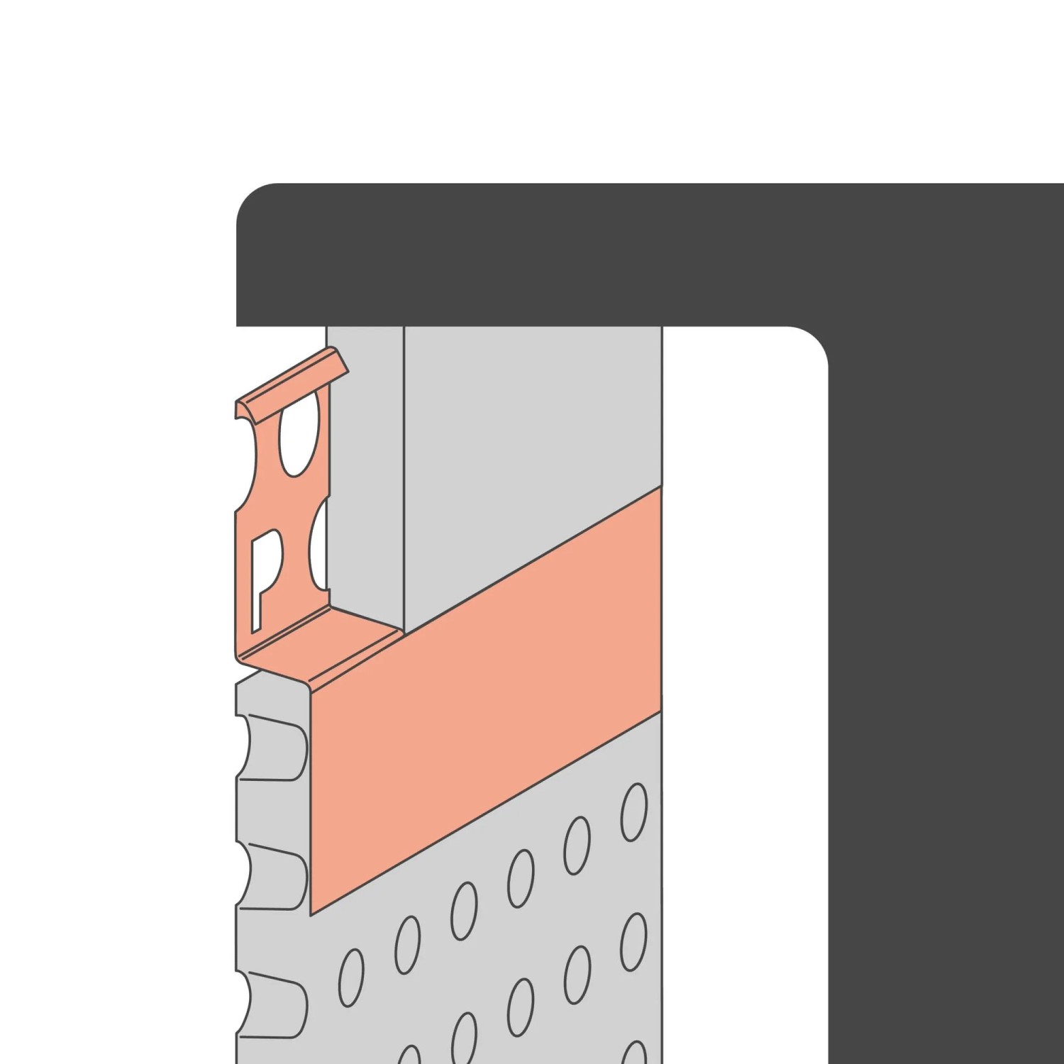 Edelstahl Noppenbahnprofil 10x250cm für Außenputz ab 12mm Stärke.