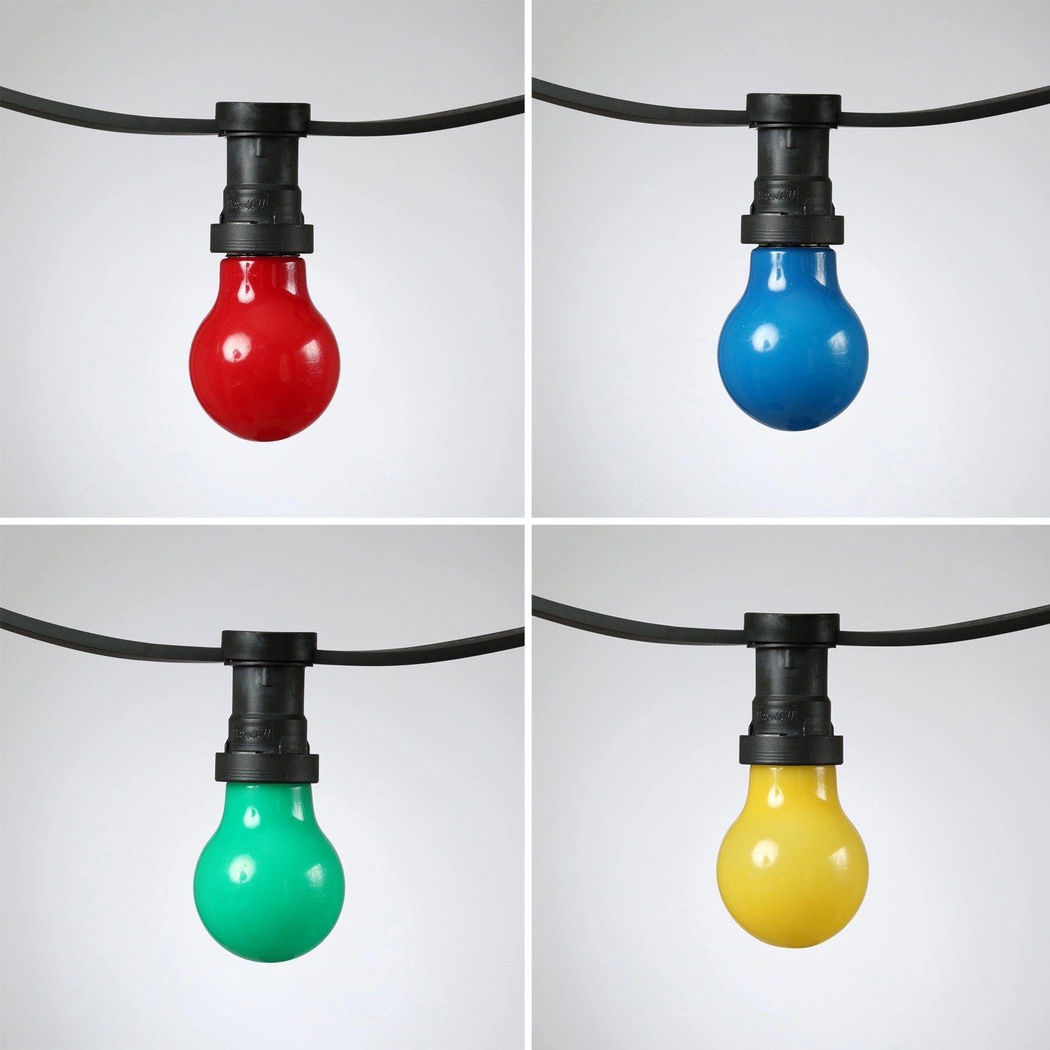 Satisfire Partylichterkette mit bunten LED-Tropfenlampen für Biergarten & Außenbereich.