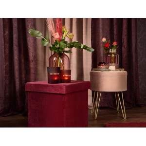 Beerefarbener Teelichthalter Blush Bordeaux aus Glas, 10 cm hoch, für gemütliche Lichtstimmung.