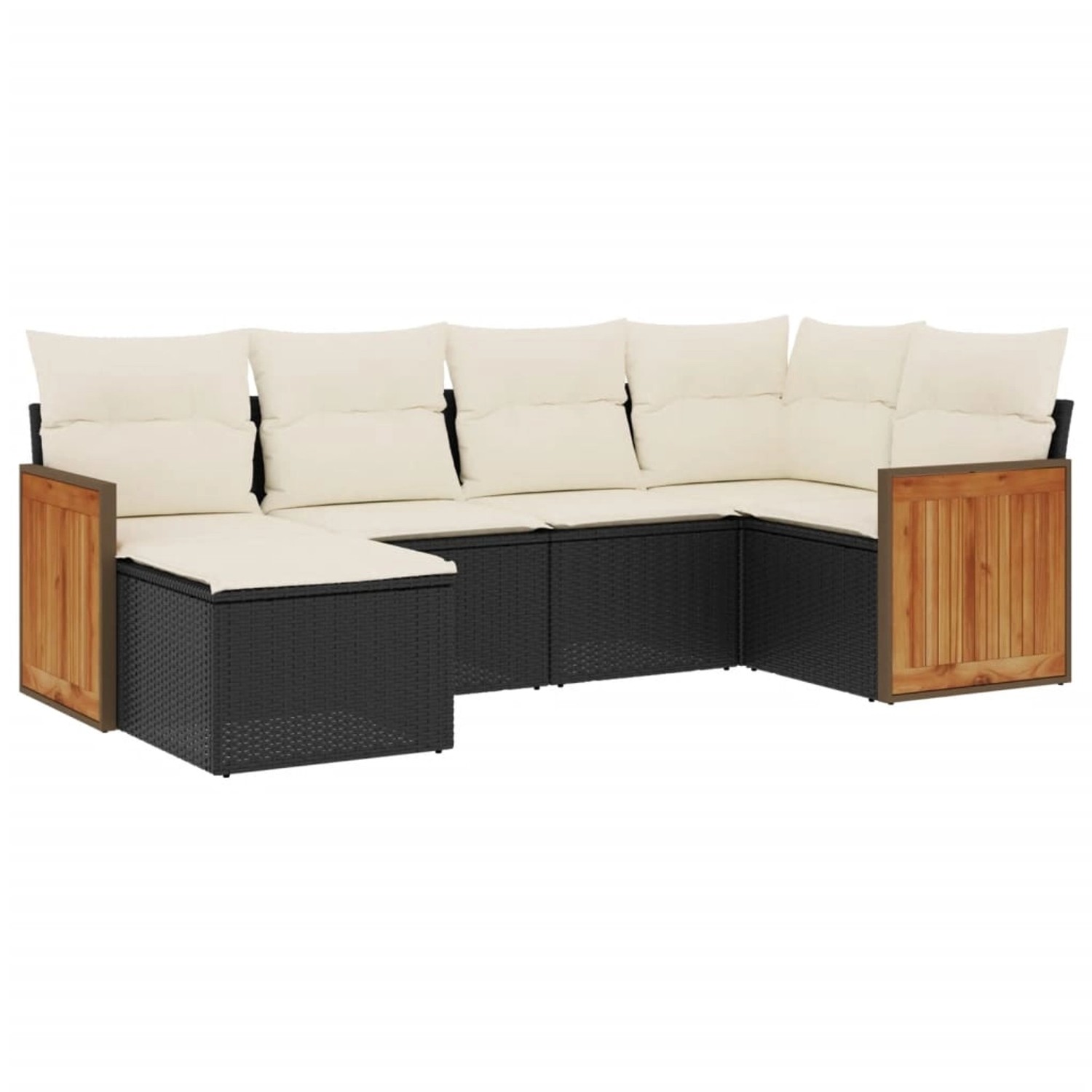 vidaXL 6-Tlg Garten-Sofagarnitur mit Kissen Schwarz Poly Rattan 3227855 günstig online kaufen