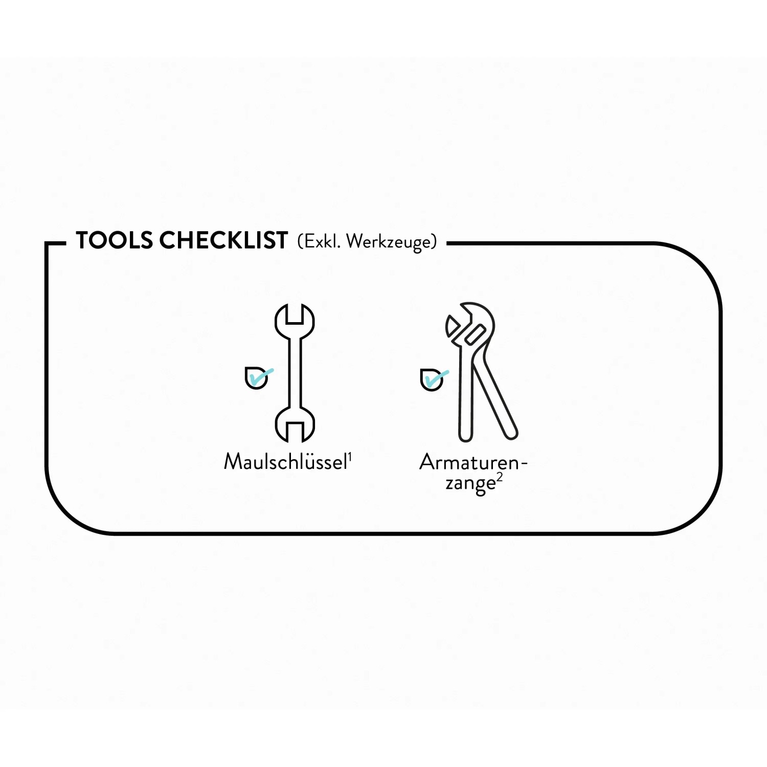 Werkzeug-Checkliste für die Installation der baliv Thermostat-Duscharmatur: Maulschlüssel und Armaturenzange.