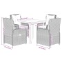 vidaXL 5-tlg. Garten-Essgruppe aus Poly Rattan, schwarz, mit Tisch und 4 Stühlen mit Kissen.