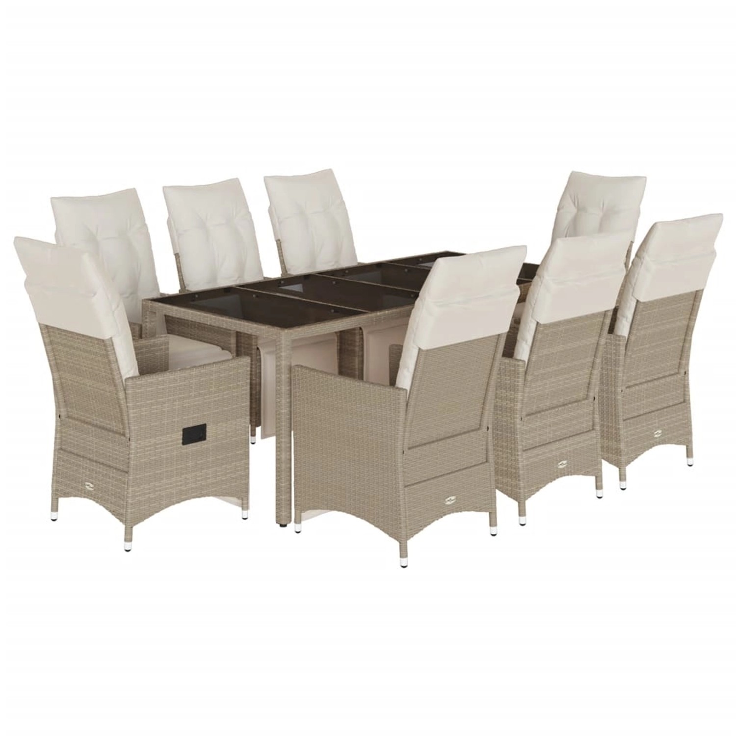 vidaXL 9-Tlg Garten-Bistro-Set mit Kissen Beige Poly Rattan 3276942 günstig online kaufen