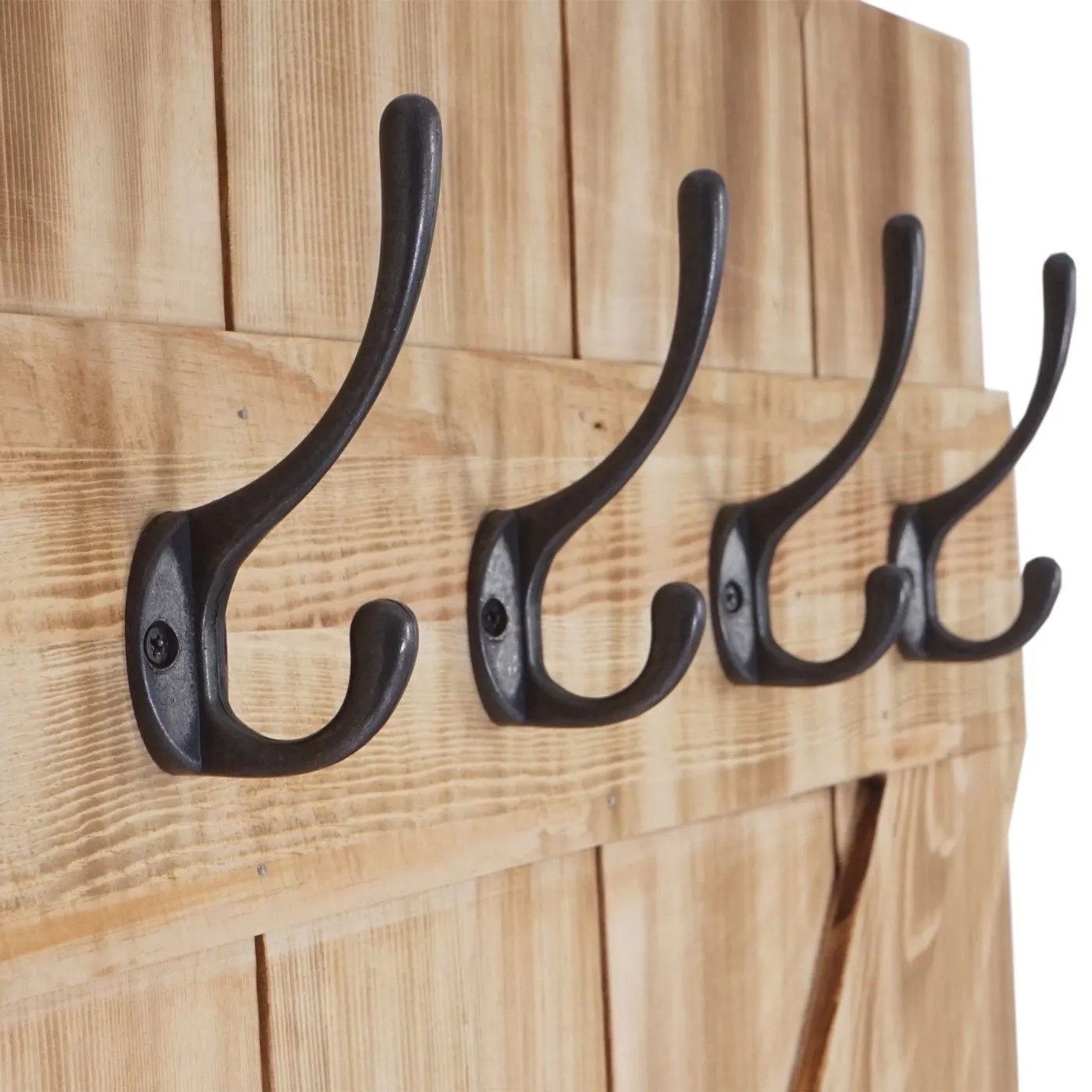 BERLINLODGE Wandgarderobe 91x60x10cm 6 Haken Kiefer_4