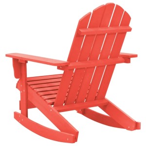 Roter Adirondack-Schaukelstuhl aus Tannenholz, Gartenstuhl für Terrasse und Garten.