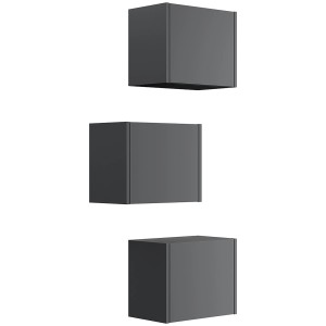 Posseik Badschrank-Set Limes, 3 grafitfarbene Hängeboxen zur variablen Montage im Badezimmer.