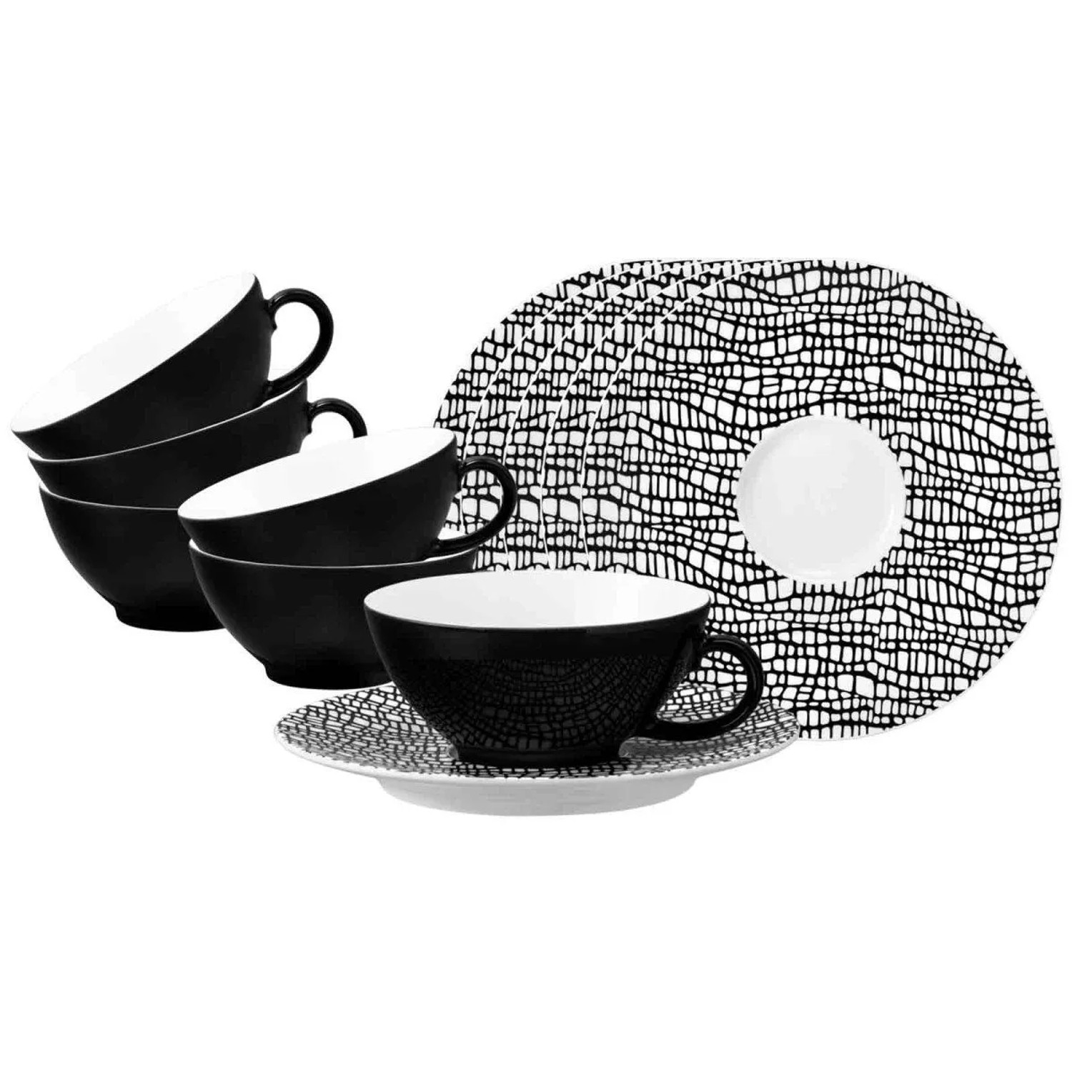 Seltmann Weiden Life Fashion Teetasse mit Untertasse 140 ml 6er Set Glamorous Black