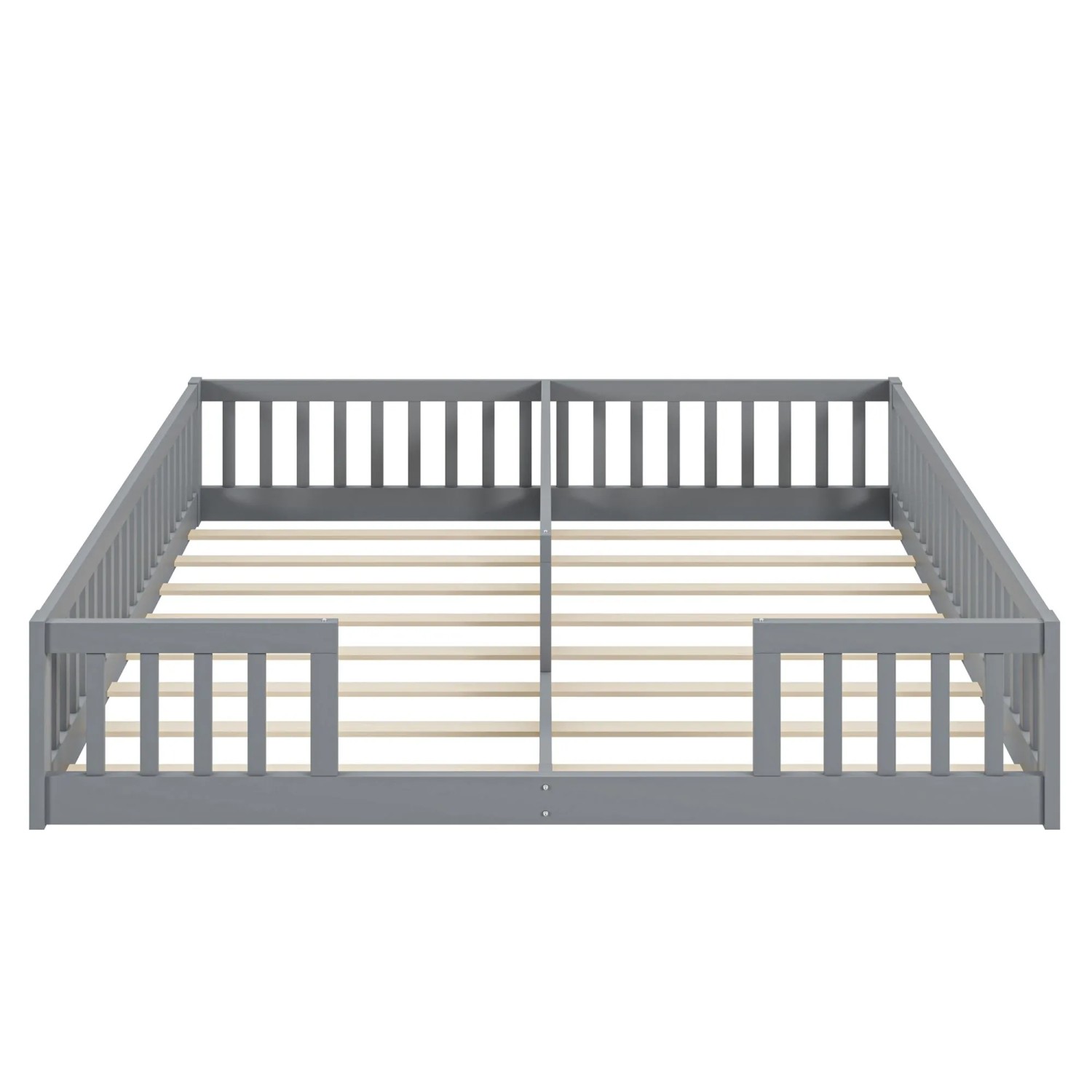 okwish Paneelbett 90x200cm mit Geländer und Lattenrost Kinderzimmer Grau ohne Matratze