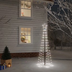 Kaltweißer LED-Weihnachtsbaum (180 cm) mit Erdspießen für den Garten.