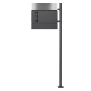 ECD Germany Standbriefkasten mit Zeitungsfach, anthrazit/silber, inklusive Standfuß in Anthrazit.