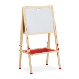 Relaxdays Standtafel für Kinder Holz Metall Natur Doppelseitig Höhenverstellbar 135 cm x 55 cm x 52 cm 3,9 kg