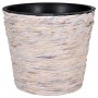 A.H.G. Übertopf Sticking Roll, Ø 16cm, waschweiß, aus Wasserhyazinthe mit schwarzem Kunststoffeinsatz.
