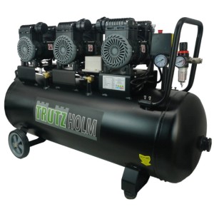 TRUTZHOLM Flüsterkompressor 100L, 2700W, 62dB, 8 Bar. Leiser Kompressor für Werkstatt und Garage.