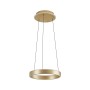 Moderne LED-Pendelleuchte Lucande Tindra in Gold/Messing, 40 cm Durchmesser für Wohnzimmer.