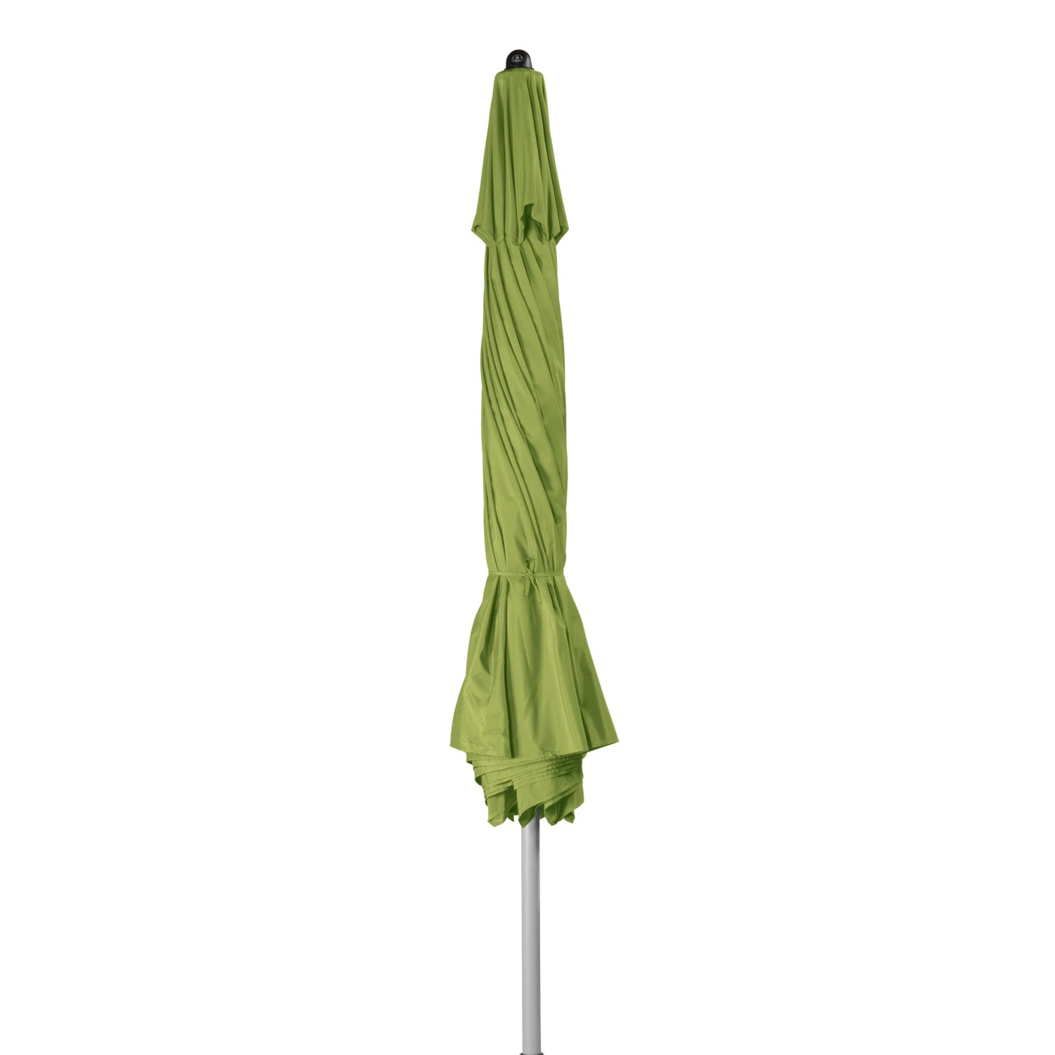 Geschlossener, grüner Doppler Marktschirm Active Ø 376 cm. Sonnenschirm mit Drehfunktion.