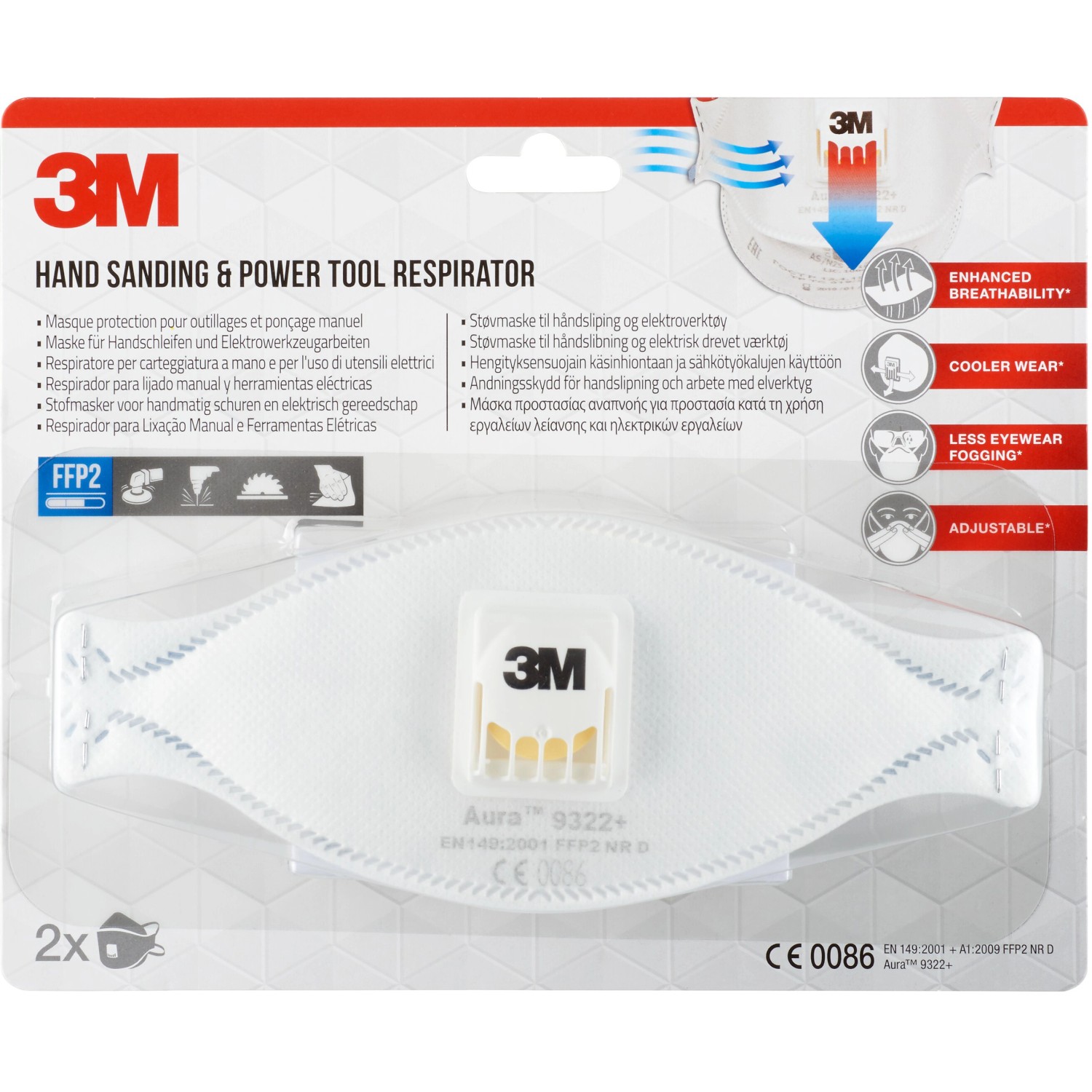 3M Aura Maske für Hand- und Maschinenschleifen 9322+