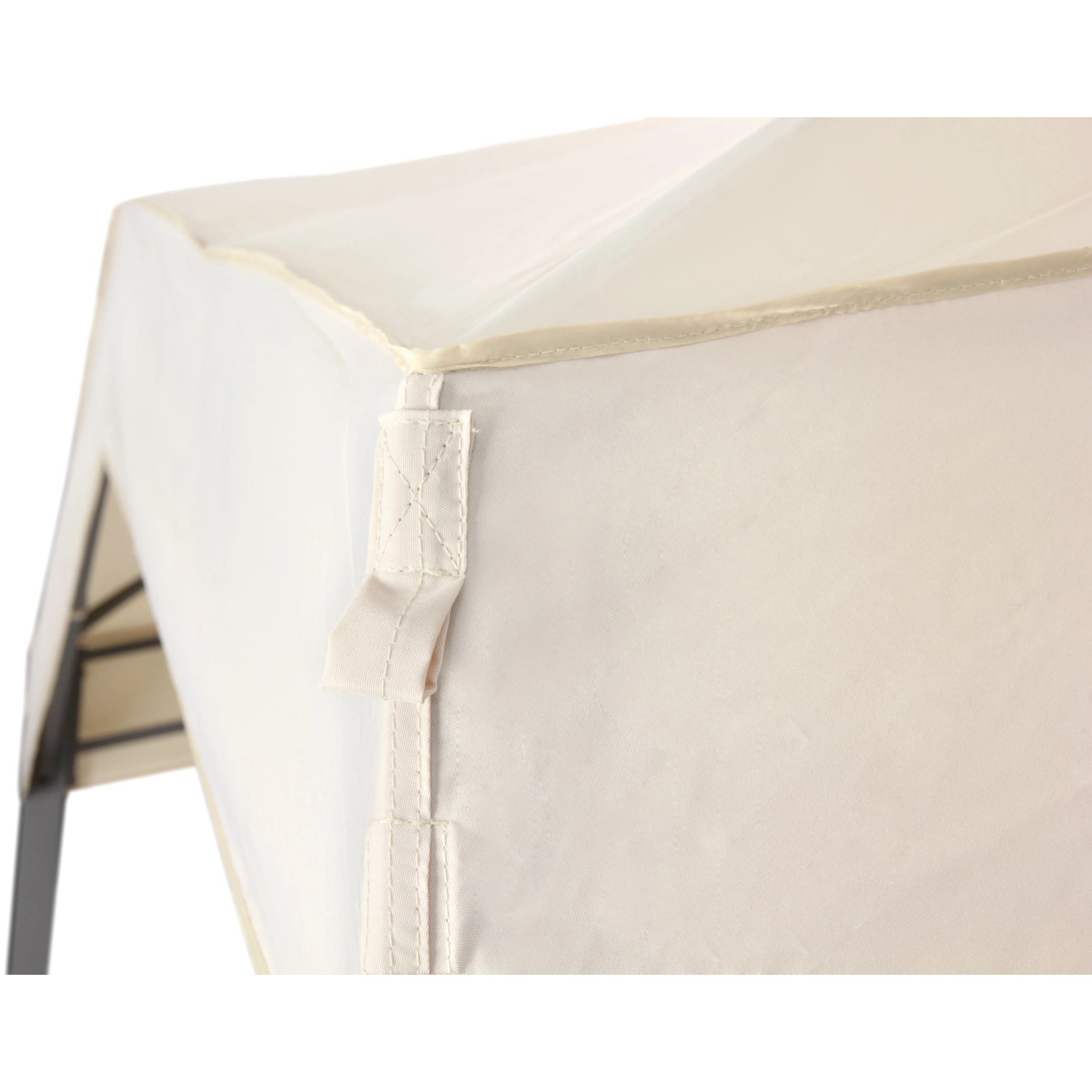 Beige Pavillonbespannung für tepro Marabo Pavillon, Detailansicht der Befestigung.