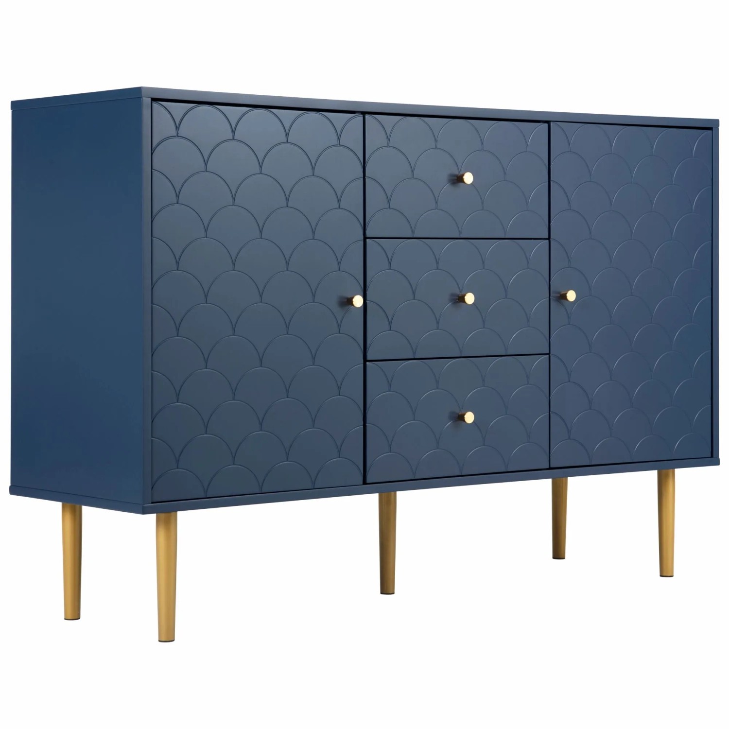 Merax Kommode 120x40x83cm 3 Schubladen Marineblau