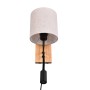 Trio LED-Wandleuchte Nilam mit Stoffschirm, Holz-Base und Lesearm.