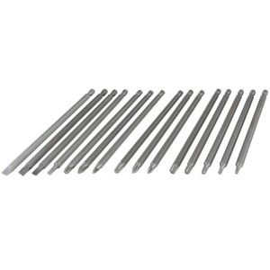 Westfalia Bit-Satz: 15 extra lange, silberne Metall-Bits (150mm) für Schraubarbeiten. Verschiedene Schraubendreher-Typen.