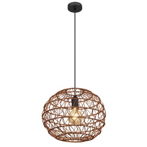 Hängeleuchte Senni Braun, Ø 39 cm, aus geflochtenem Material. Pendelleuchte für Wohnraum.