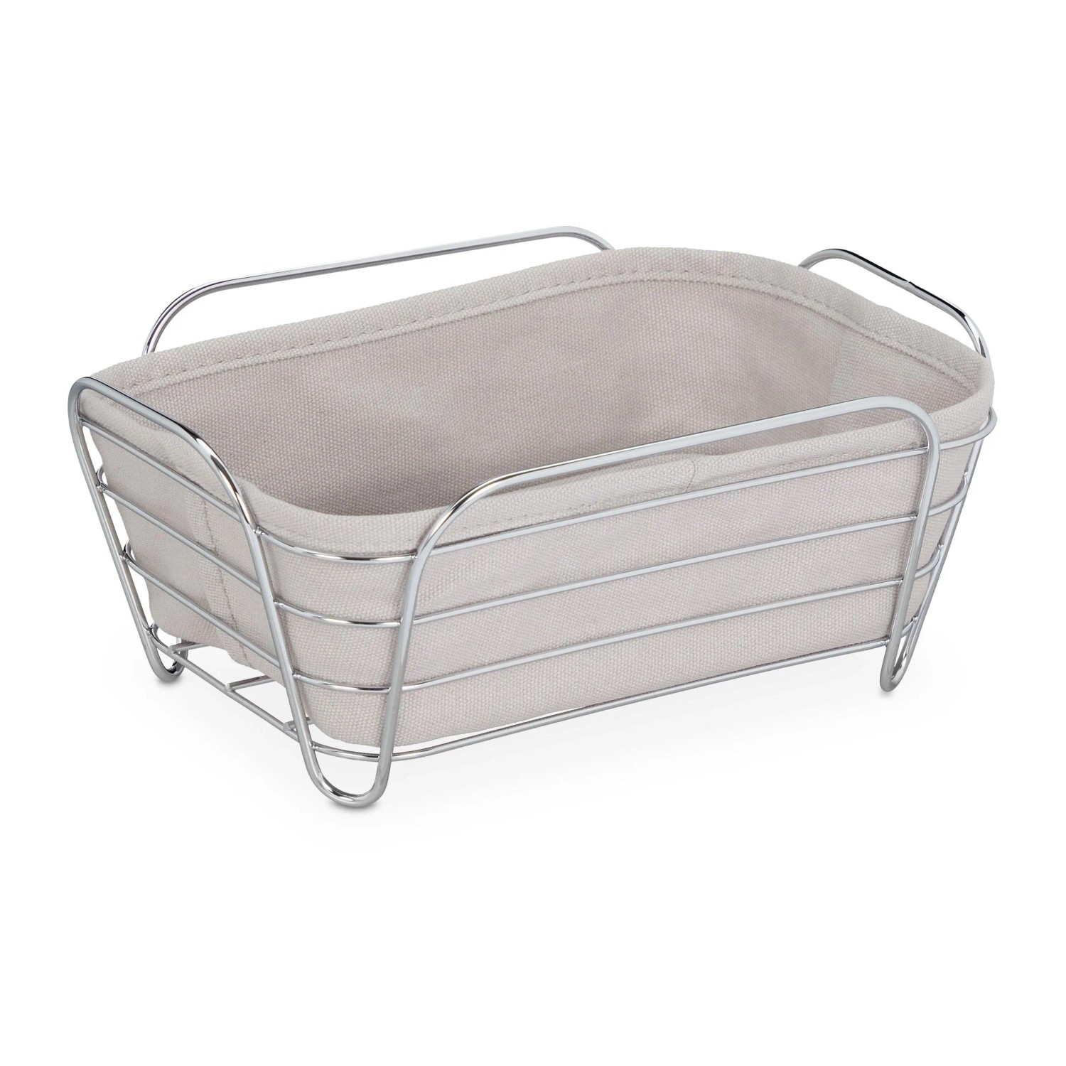 Relaxdays Brotkorb Metall Grau mit Stoffeinsatz 23,5 cm x 17 cm x 10 cm