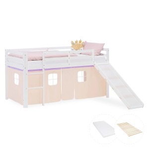 Homestyle4u Kinder Hochbett 90x200 Rutsche Matratze Kinderbett Weiß 2962