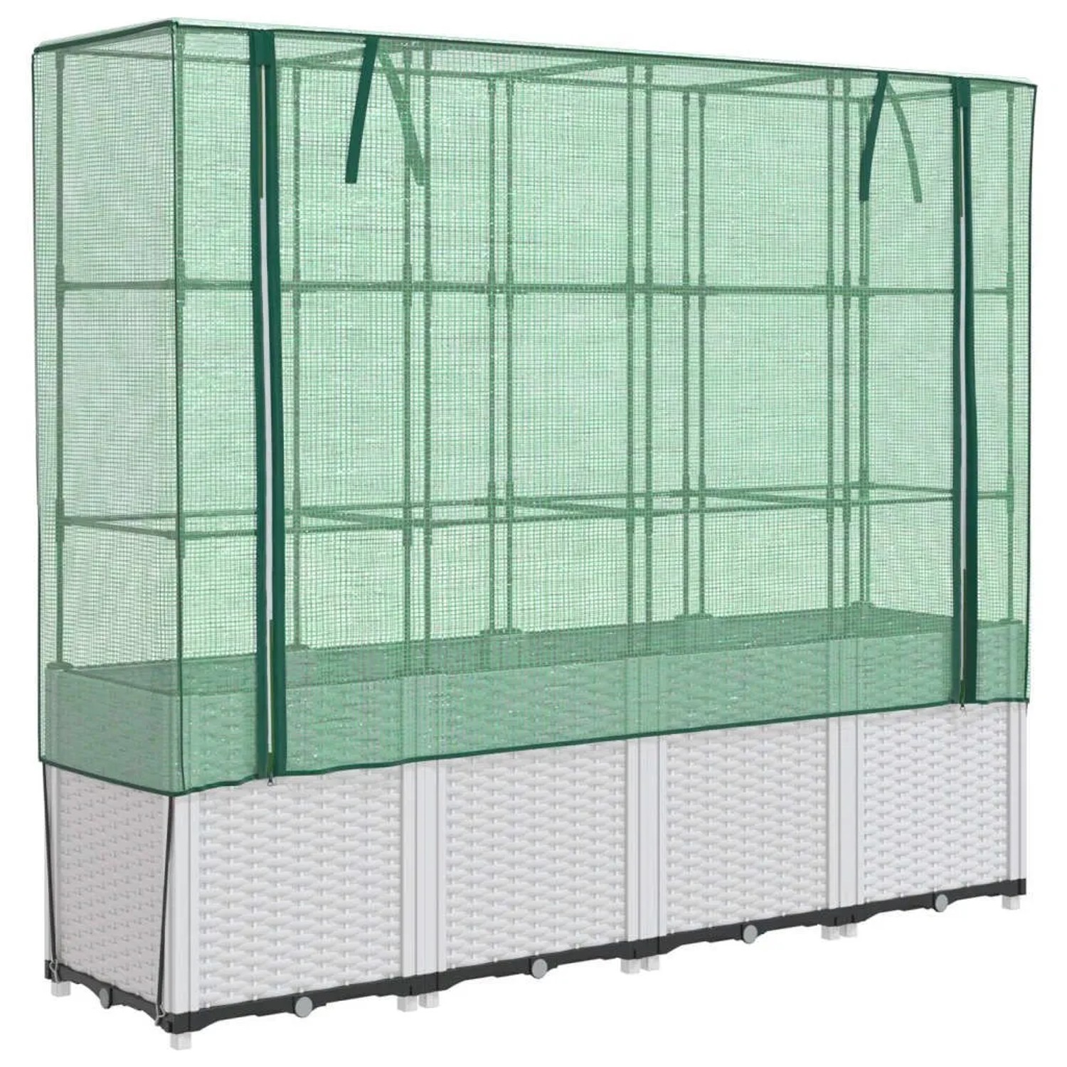 Furnicato Hochbeet Mit Gewächshaus-aufsatz Rattan-optik 160x40x153 Cm