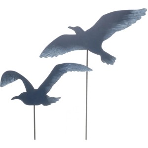 Deko-Stecker Möwe, 2-fach sortiert, grau-blaue Gartendekoration aus Metall.