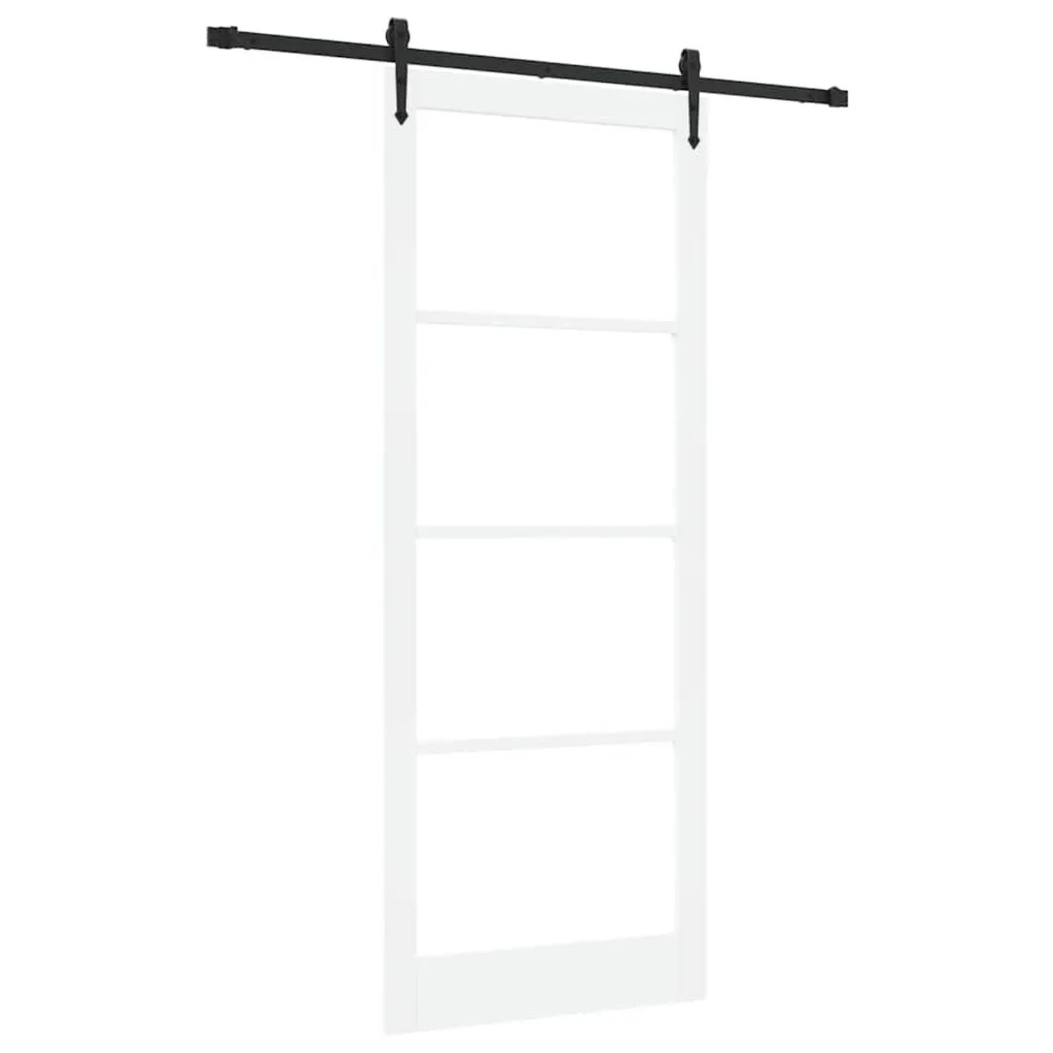 vidaXL Schiebetür Weiß 93 x 232 cm Massivholz Kiefer und Glas 3332348
