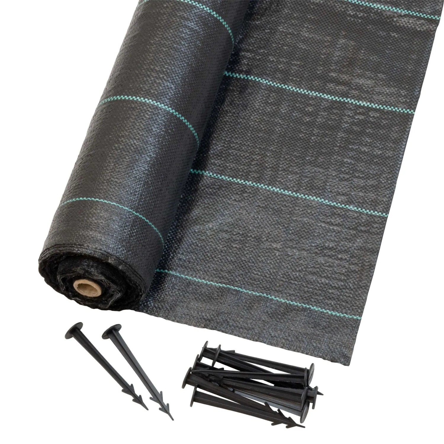 Jardinion Unkrautvlies 25m 100g/m² inkl. 20 Erdanker Polypropylen Schwarz