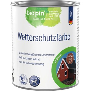 Dose Biopin Wetterschutzfarbe Schwedenrot, lösemittelfreie Wetterschutzfarbe für Holz im Außenbereich.