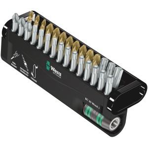 Wera Bit-Set Bit-Check 30 Wood, 30-teilig, aufstellbar, mit Bits und Halter für Holzanwendungen.