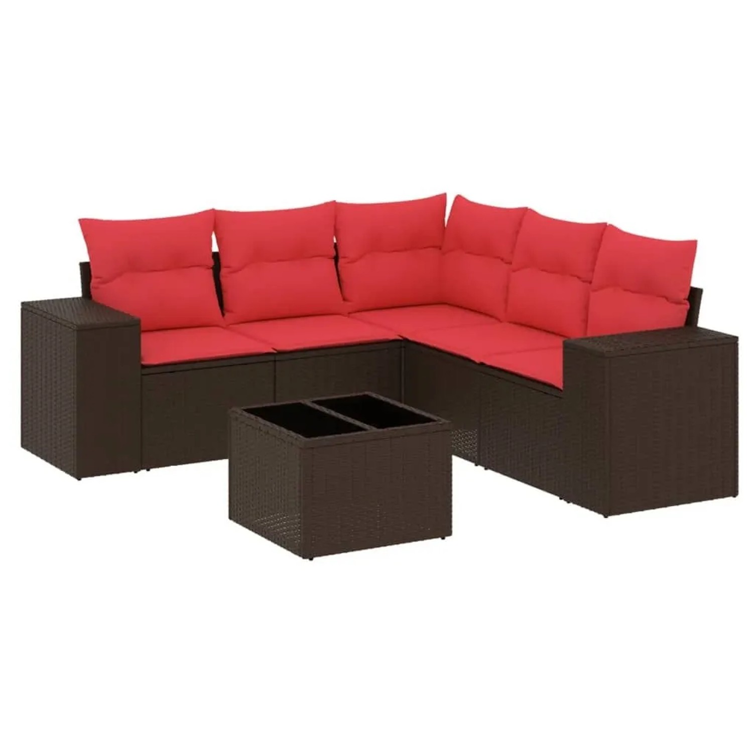 vidaXL 6-Tlg Gartensofa-Set mit Kissen Braun Polyrattan 3222563 günstig online kaufen