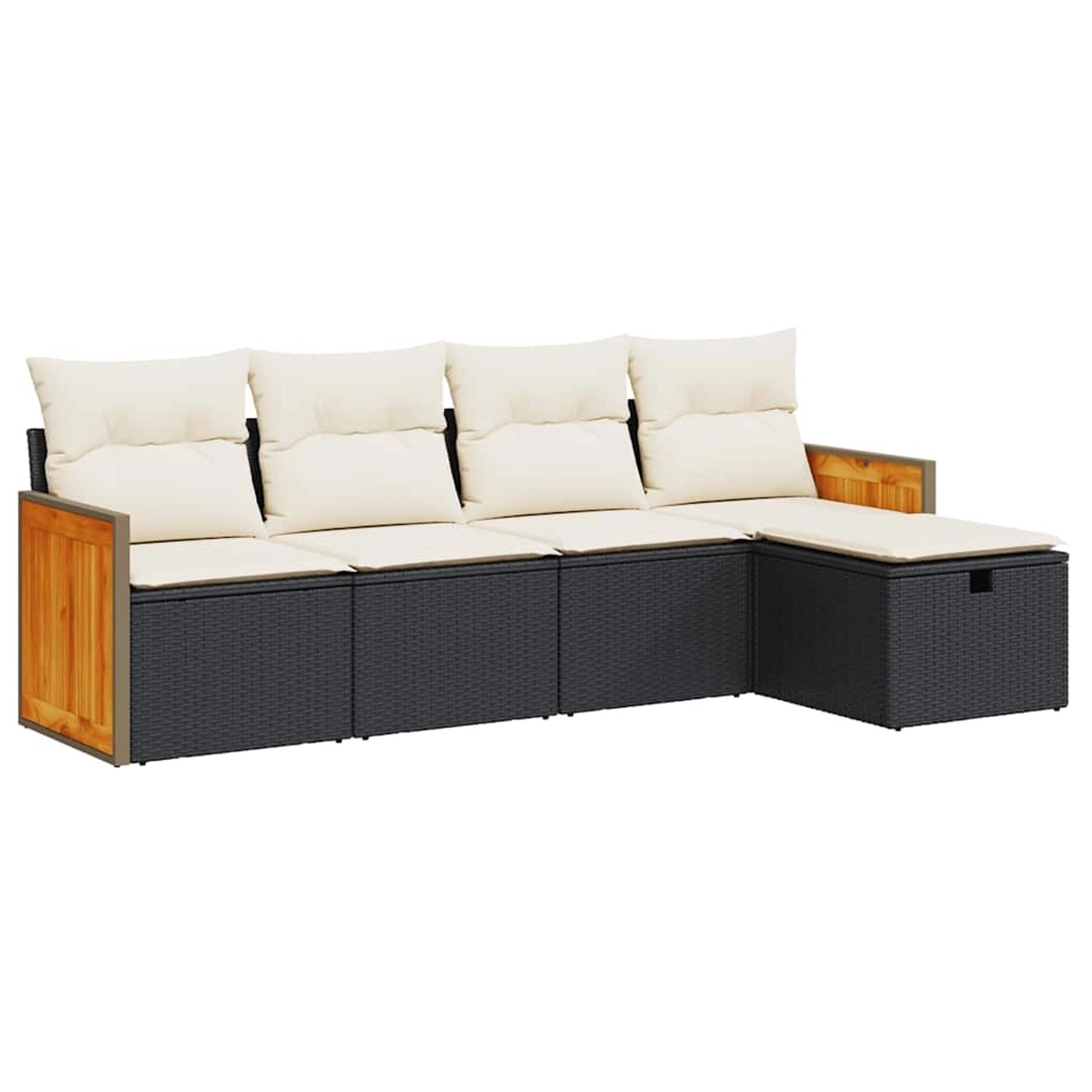 vidaXL 5-Tlg Garten-Sofagarnitur mit Kissen Schwarz Poly Rattan 3326011