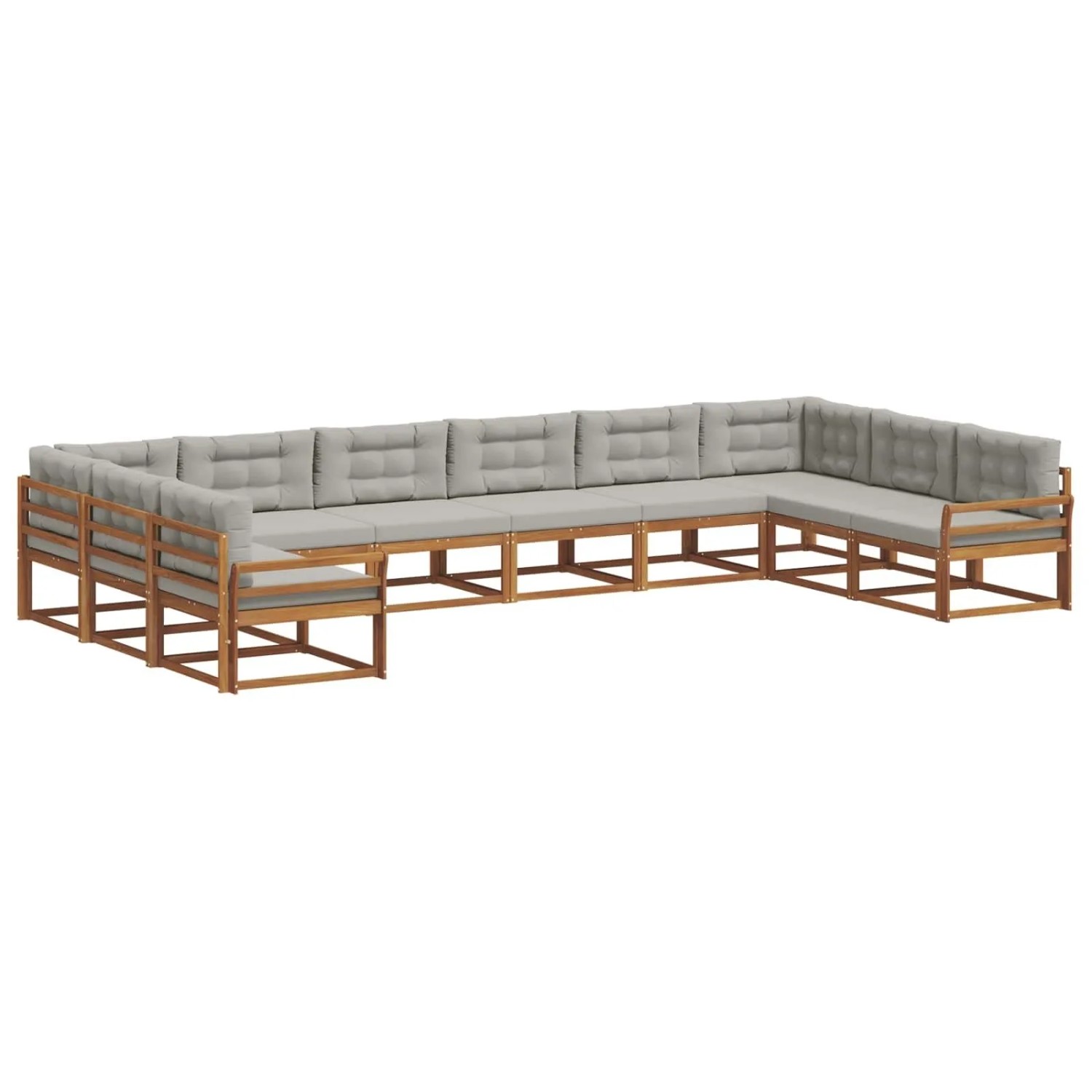 vidaXL Outdoor-Sofagarnitur mit Kissen 10-Tlg Natur und Hellgrau 3368239
