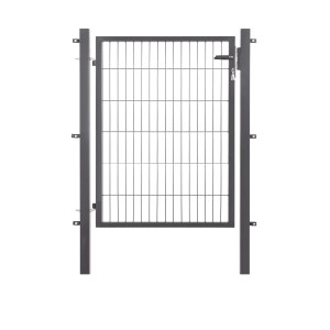 Metallzaun Einzeltor für Doppelstabmatten Anthrazit Rahmen 120 cm x 100 cm