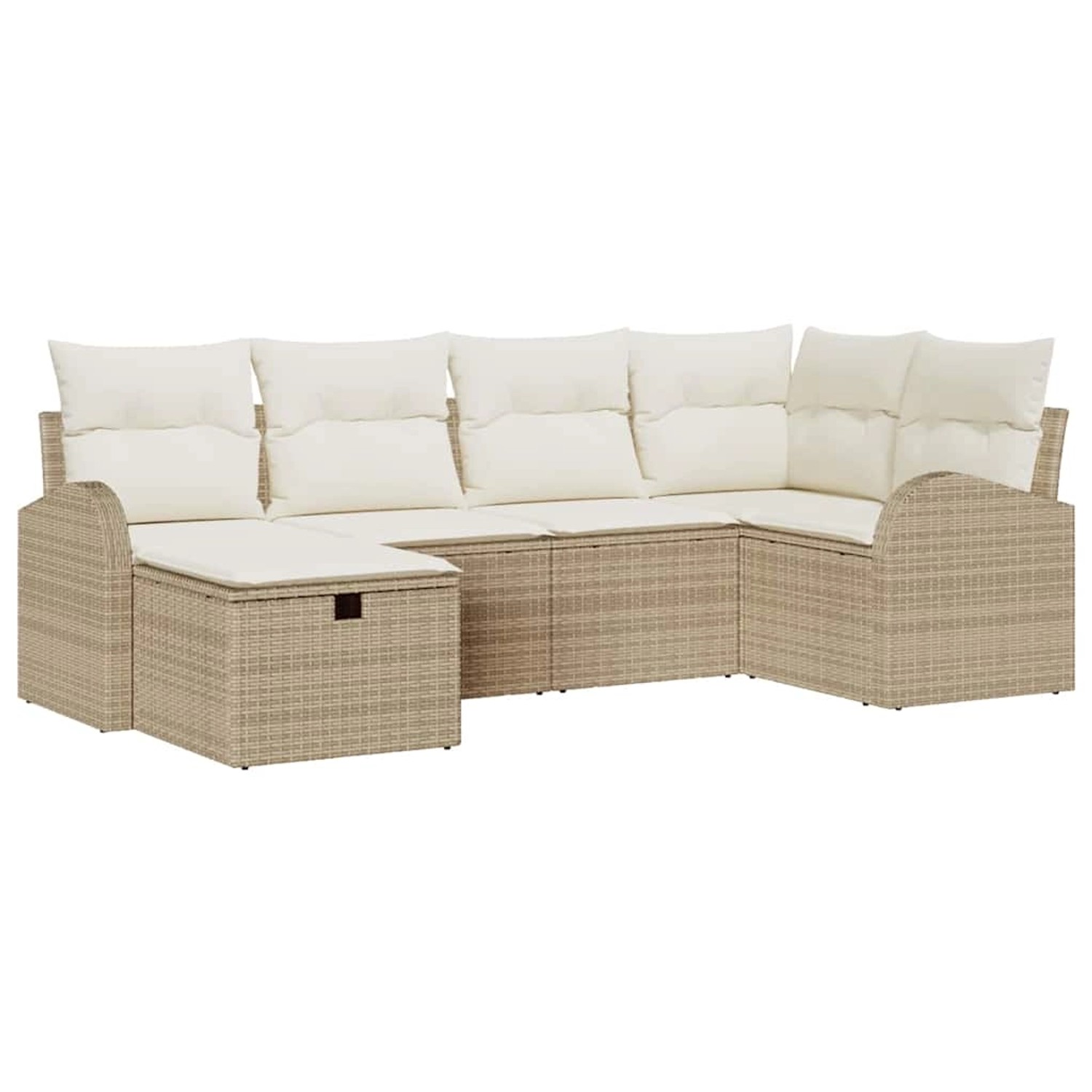 vidaXL Garten-Sofa-Set mit Kissen mit Speicher 6-Tlg Beige Poly Rattan 3360 günstig online kaufen