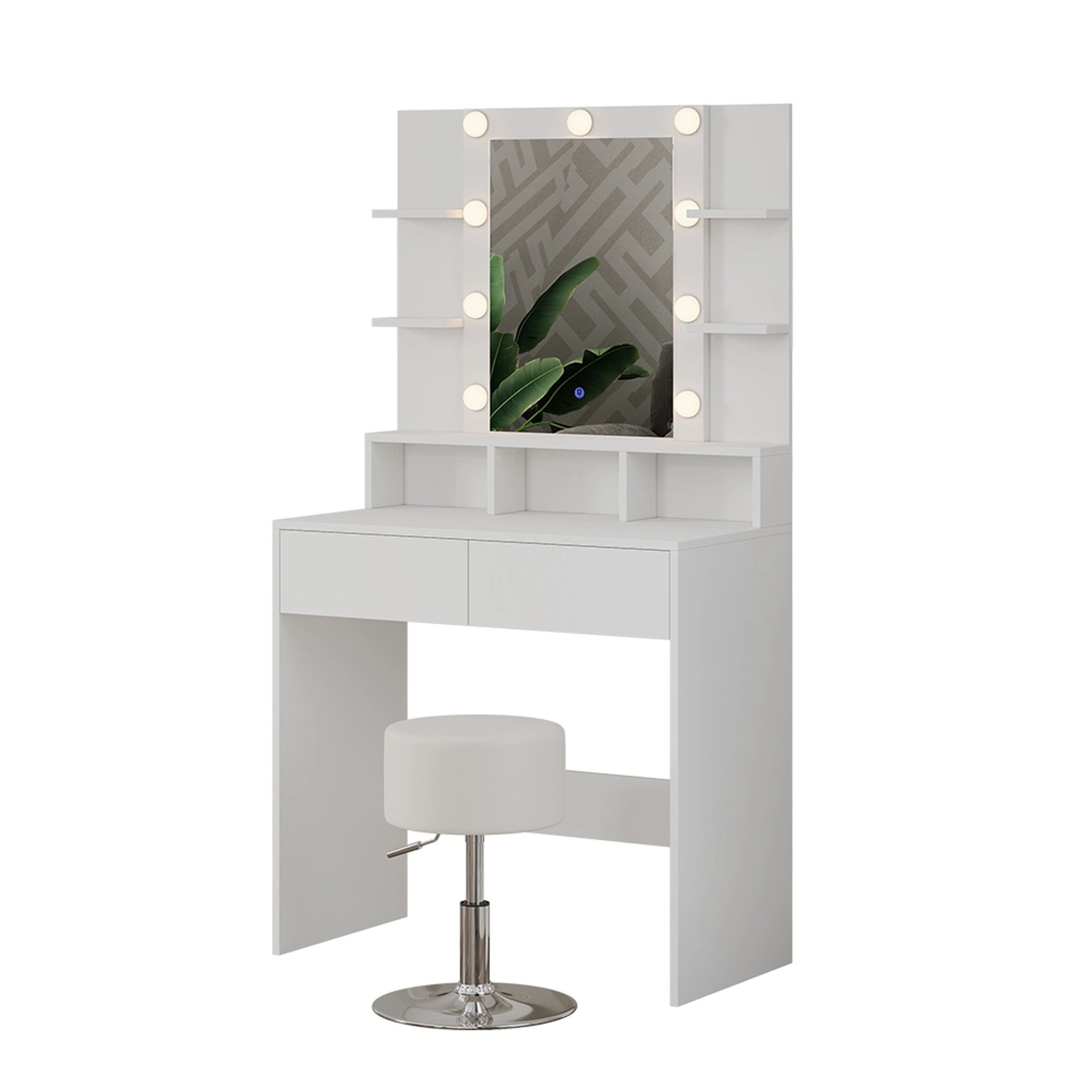 Vicco Schminktisch Taylor Weiß 80 cm mit LED Beleuchtung und Hocker günstig online kaufen