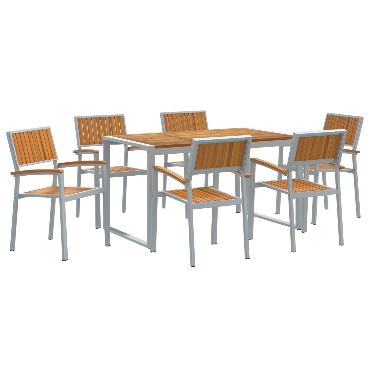 vidaXL 7-Teiliges Gartentisch-Set aus Massivem Akazienholz und Metall 32843 günstig online kaufen