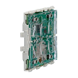 Merten System M Funk-Taster MEG5001-0300 für Hausautomation, 1/2-fach, Detailansicht der Elektronik.